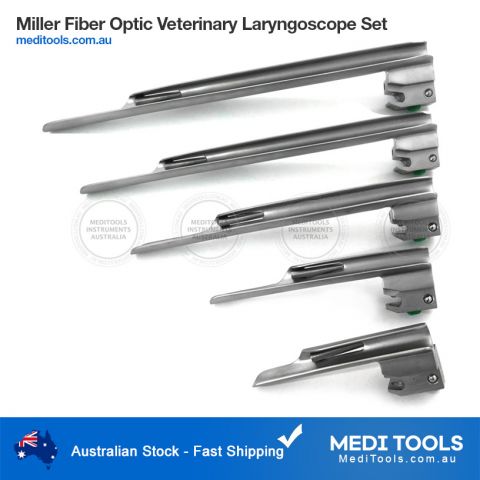 Veterinary Miller Fiber Optic Laryngoscope Set