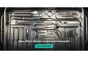 A chart illustrating recommended replacement intervals for various surgical instruments based on usage and sterilization cycles.