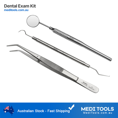 DENTIFY® Dental Exam Kit | Autoclavable Stainless Steel Mirror, Probe, Tweezers