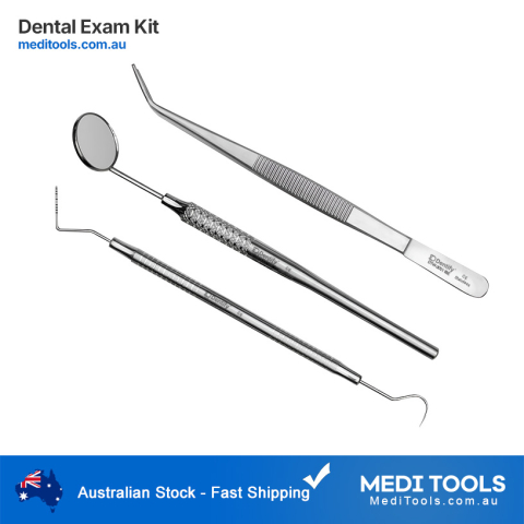 Dental Perio Exam Kit with William Perio Probe, Dental Mirror, and Dental College Tweezers