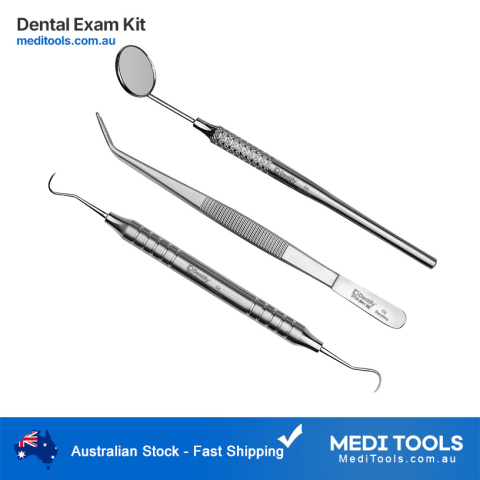 Dental Procedure Kit with Dental Scaler H6/H7, College Tweezers, and Dental Mirror