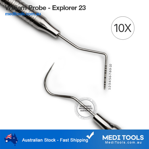 Periodontal Probe Williams/23 Color Coded - 10X Bulk Pack
