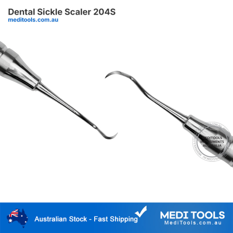 Dental Sickle Scaler 204S – Posterior Double-End Scaler with 10mm Hollow Handle
