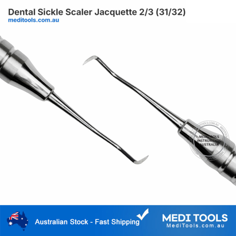 Dental Sickle Scaler Jacquette 2/3 (31/32) – Posterior Double-End Scaler with Hollow Handle
