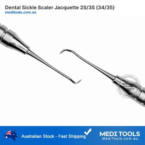 Dental Sickle Scaler Jacquette 2S/3S (34/35) – Slim Double-End Scaler for Tight Posterior
