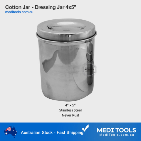 Cotton Jar - Dressing Jar 4x 5" Stainless Steel