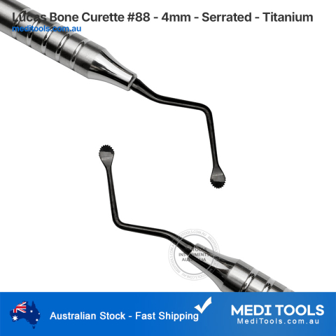 Lucas Bone Curette #88 - 4mm - Serrated - Titanium