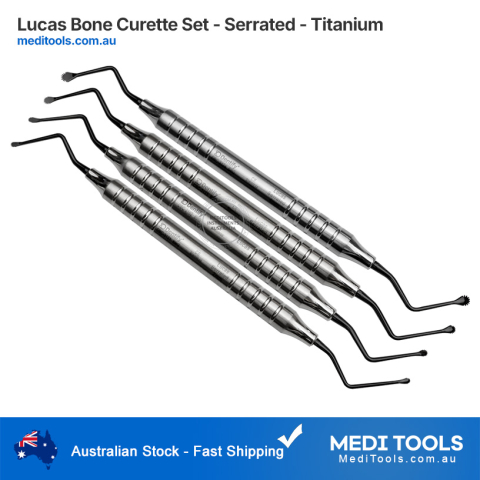 Lucas Bone Curette Set Serrated Titanium