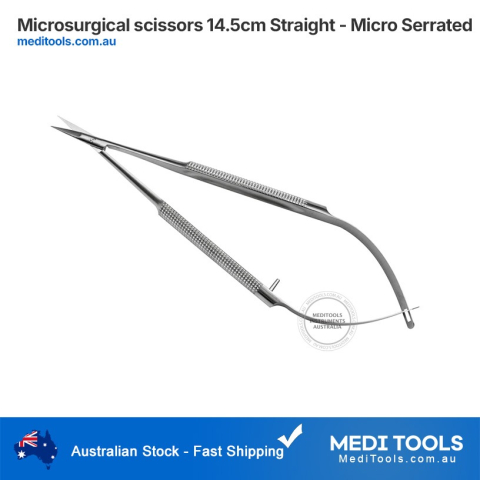 Micro Surgical Scissors 14.5cm Straight - Micro Serrated