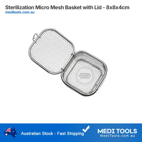 Sterilization Micro Mesh Basket with Lid - 8x8x4cm