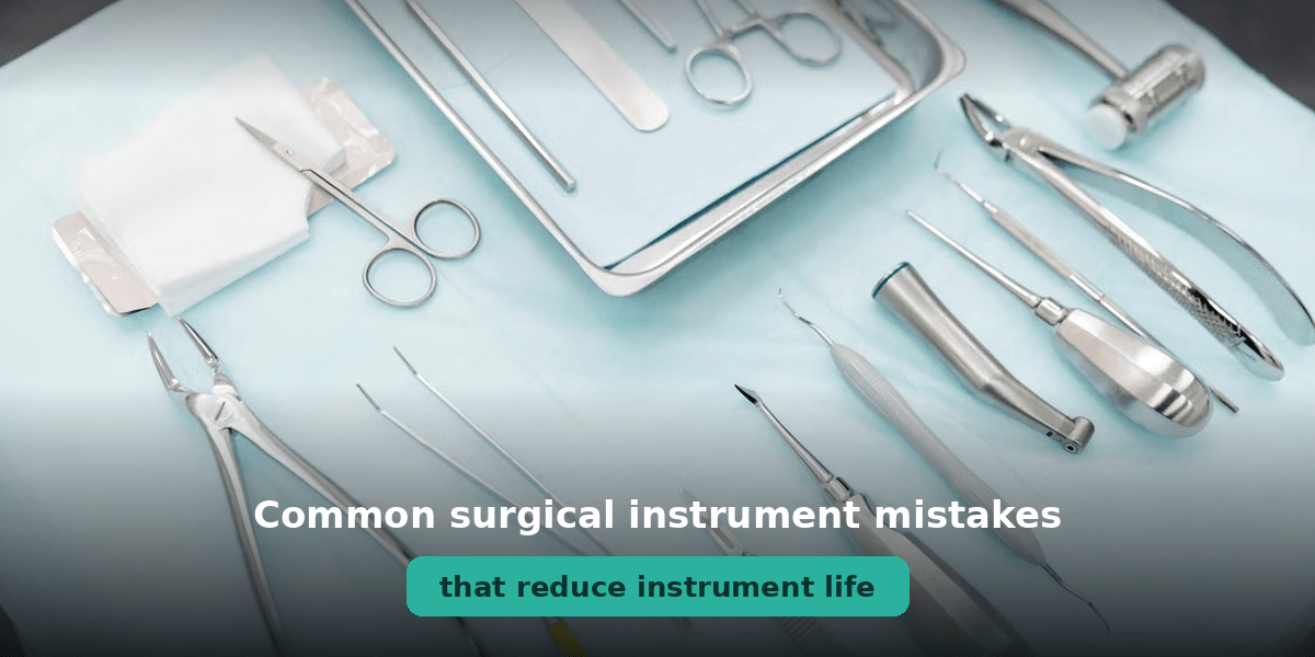 Infographic illustrating common surgical instrument mistakes and their impact on post-surgical complications.