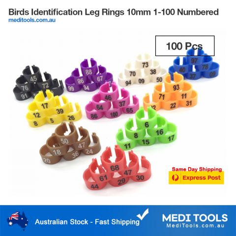 Birds Identification Leg Ring 14mm 1-100 numbered
