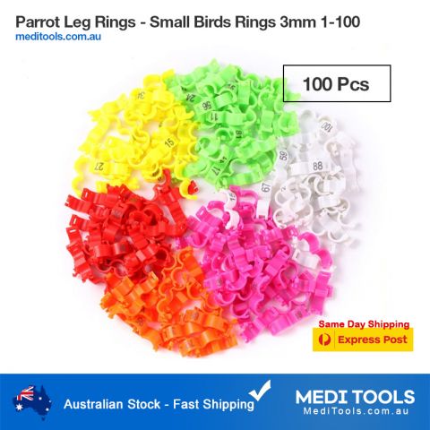 Parrots Identification Leg Rings 4mm 1-100 Numbered
