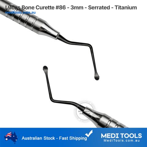 Lucas Bone Curette #86 - 3mm - Serrated - Titanium
