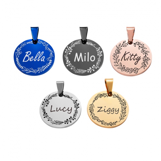 CAT Personalised Engraved Dog Tag Cat Pet ID Tag Stainless Steel Puppy Collar Kitten 